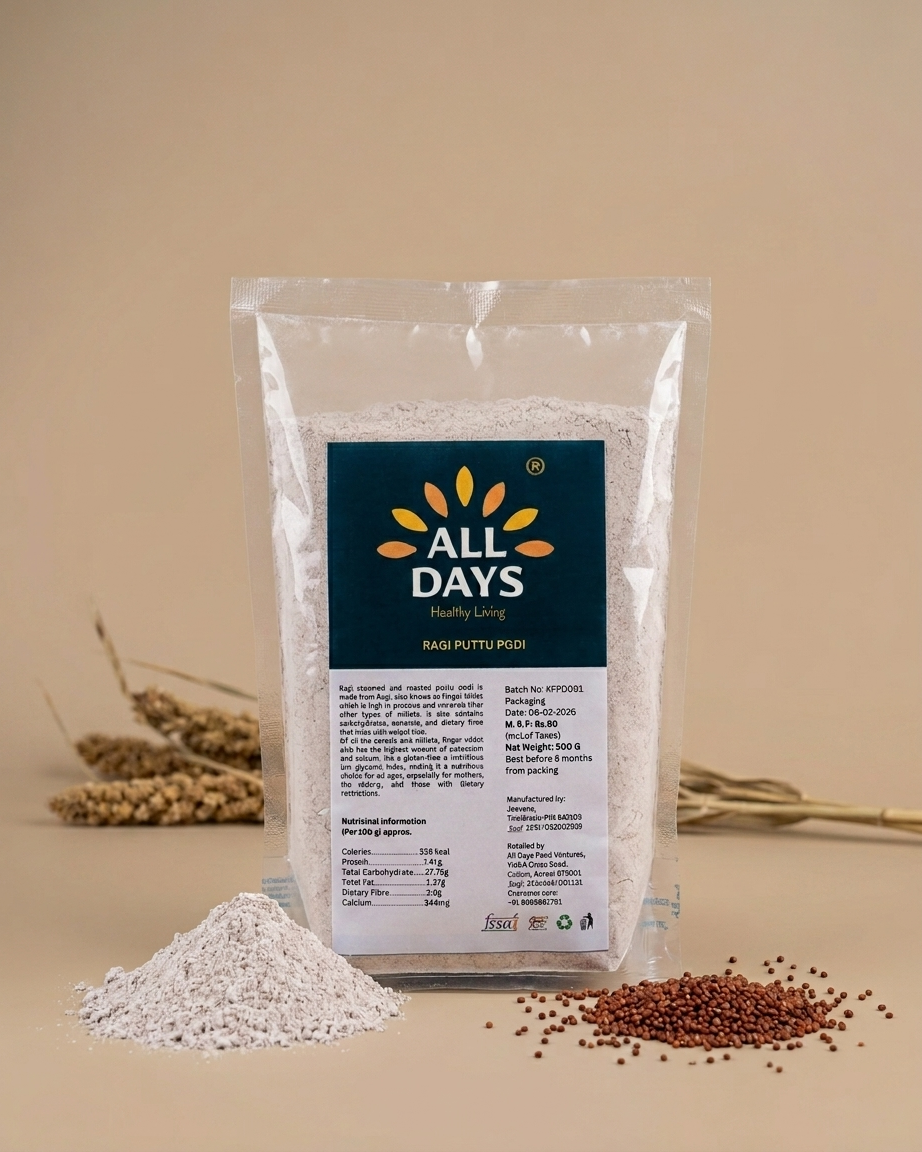 All Days Ragi Puttu Podi – Roasted Finger Millet Flour - 500g