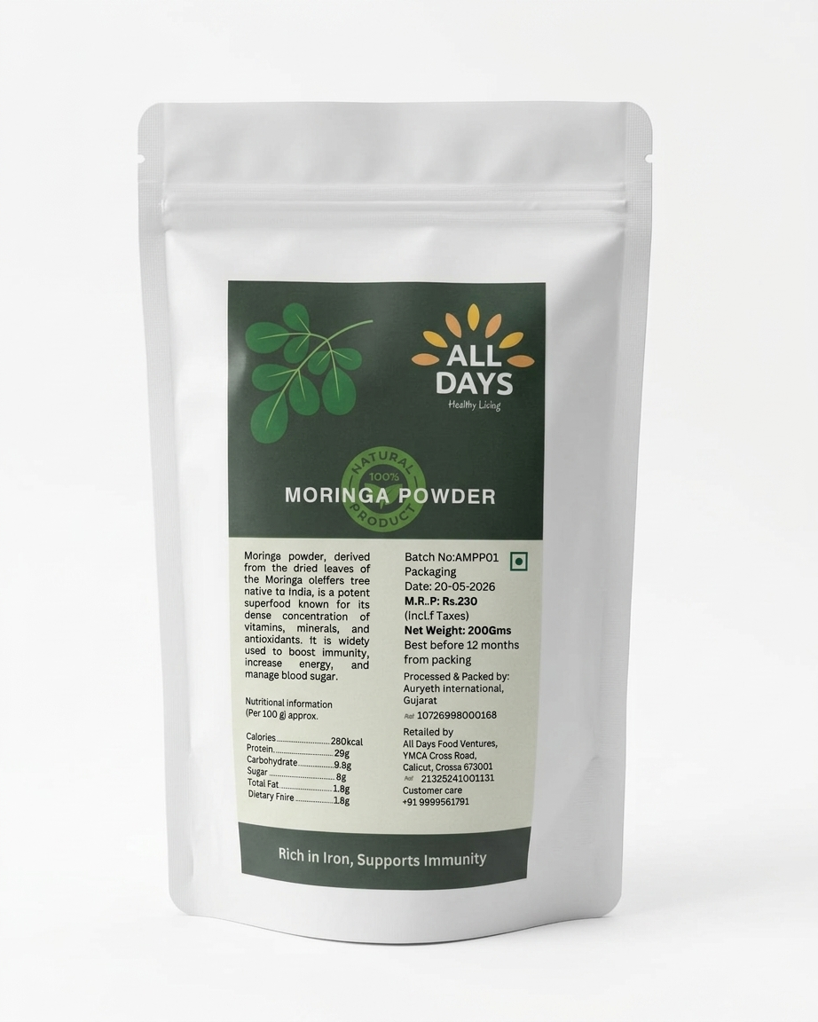 All Days Moringa Powder – 100% Natural, 200g