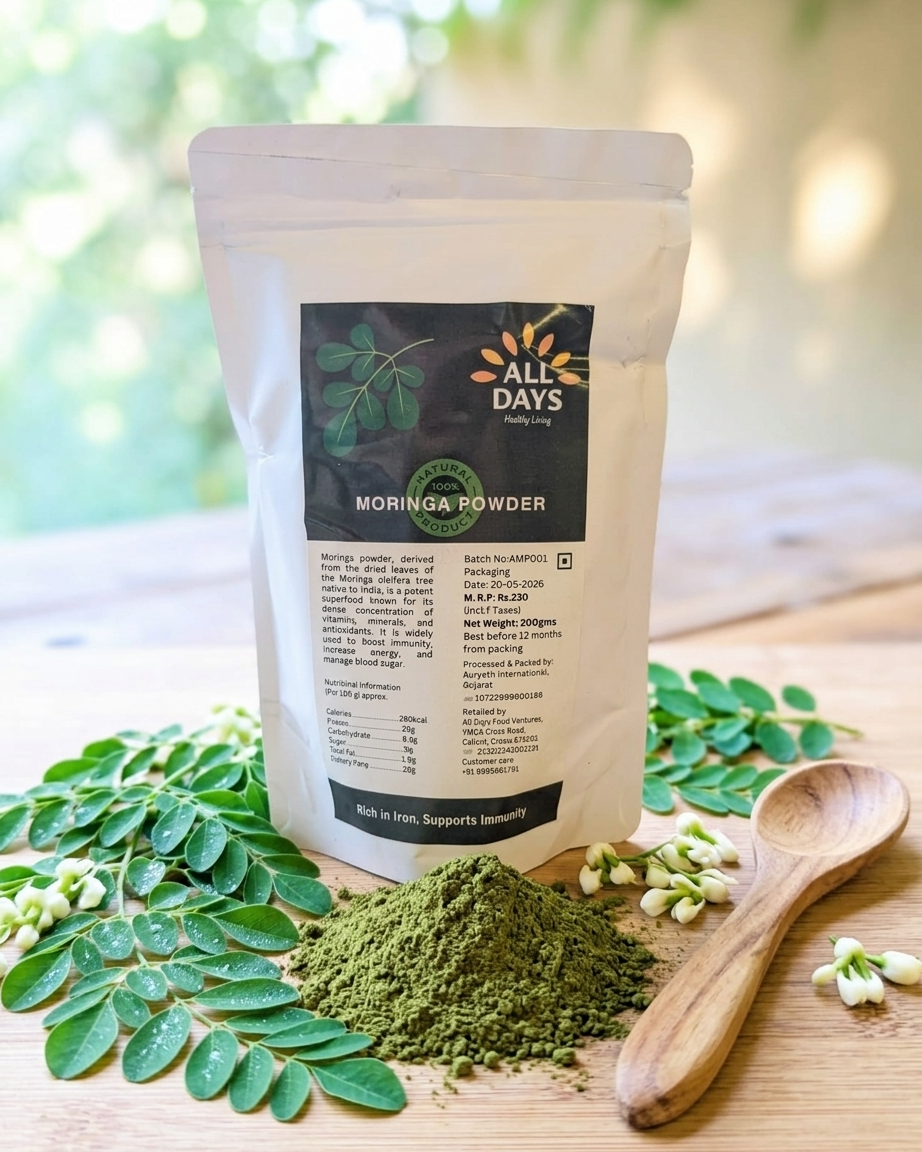 All Days Moringa Powder – 100% Natural, 200g